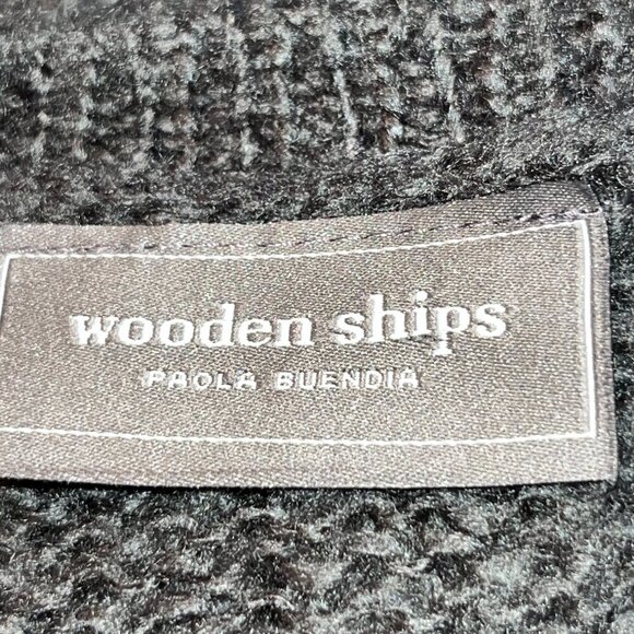 WOODEN SHIPS HEART SWEATER - CHARCOAL & RED LIGHTWEIGHT MOHAIR BLEND Size  M/L - Picture 7 of 8